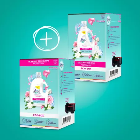 Pachet Pink Melody – Detergent profesional 5L + Balsam concentrat 5L, Eco-Box